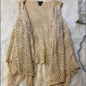Cream color knitted Boho vest